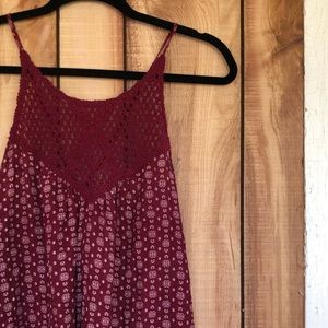 Burgundy Crochet Top Dress